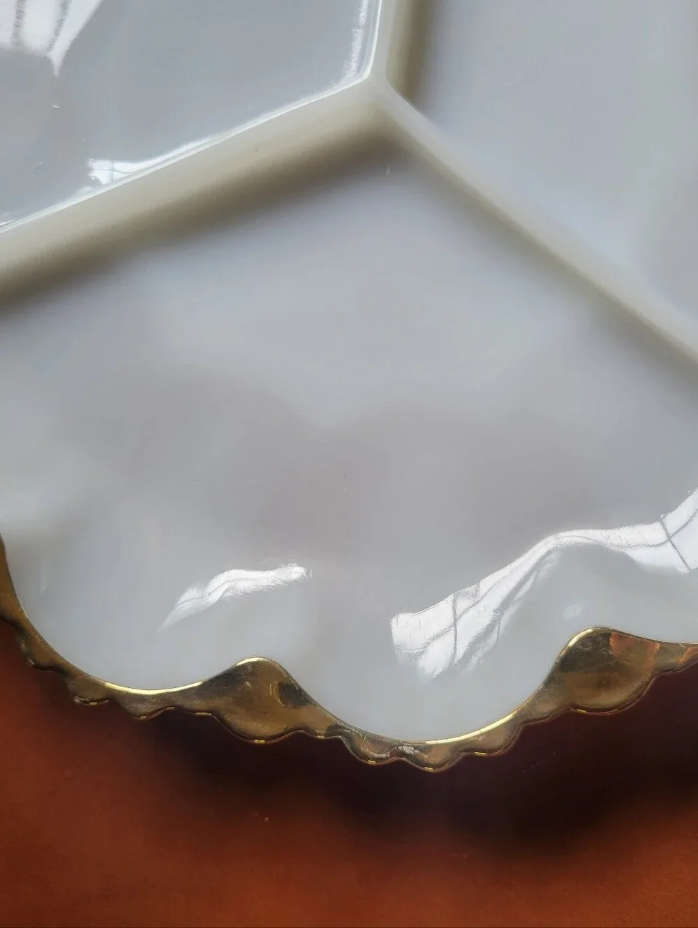 Anchor Hocking Fire King 3-section DIVIDED PLATE white milk glass dish Vintage